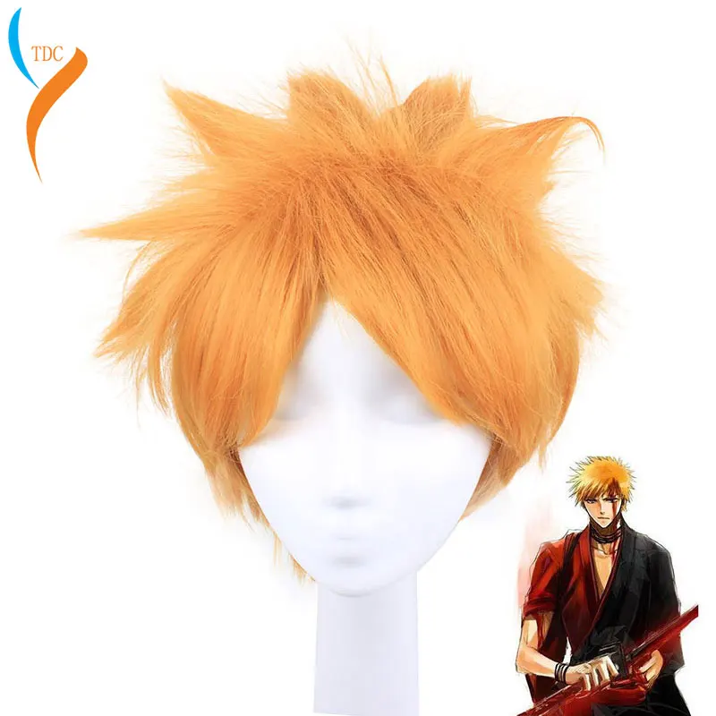 

BLEACH Kurosaki Ichigo Short Fluffy Layered Cosplay Wigs for Man Boys Heat Resistant Synthetic Hair + Wig Cap