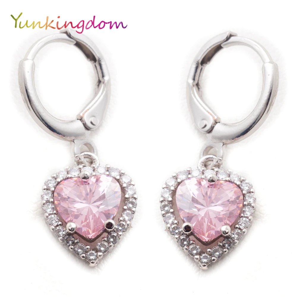 Yunkingdom милые розовые маленькие Висячие серьги для женщин сердце модные ювелирные