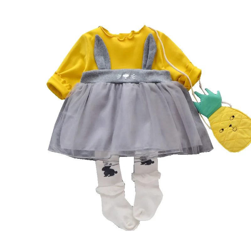 

Spring dress new children's air dress children's dress baby's net yarn girls' dress long-sleeved cotton