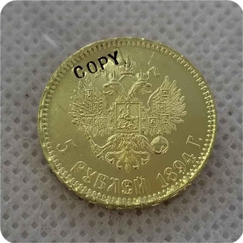 1886-1894 Россия Александер III 5 рублей Золотая копия монеты памятные монеты-копия монет медаль коллекционные монеты - Цвет: 1894