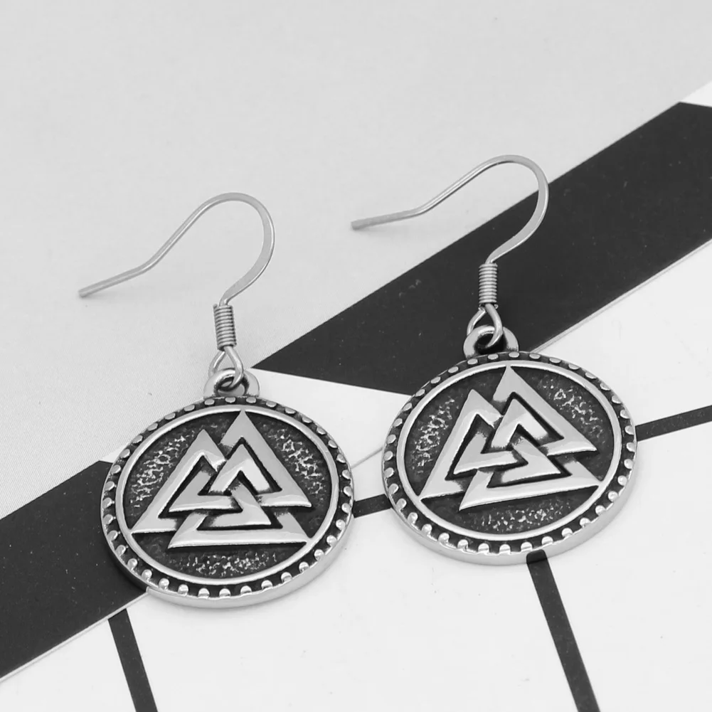 Скандинавский Викинг valknut амулет серьги из нержавеющей стали с подарочной сумкой valknut