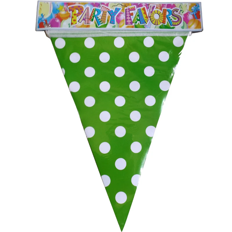 2,5 м украшения для детского душа баннер Детские сувениры флаги на день рождения Вымпел синий розовый зеленый узор в горошек бумажные подвесные гирлянды - Цвет: 6