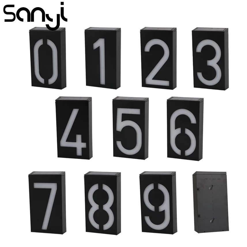 

SANYI Solar Powered Number Style Lamp IP64 Waterproof LED Sensor Light House Number Digit Plate Hotel Lighting
