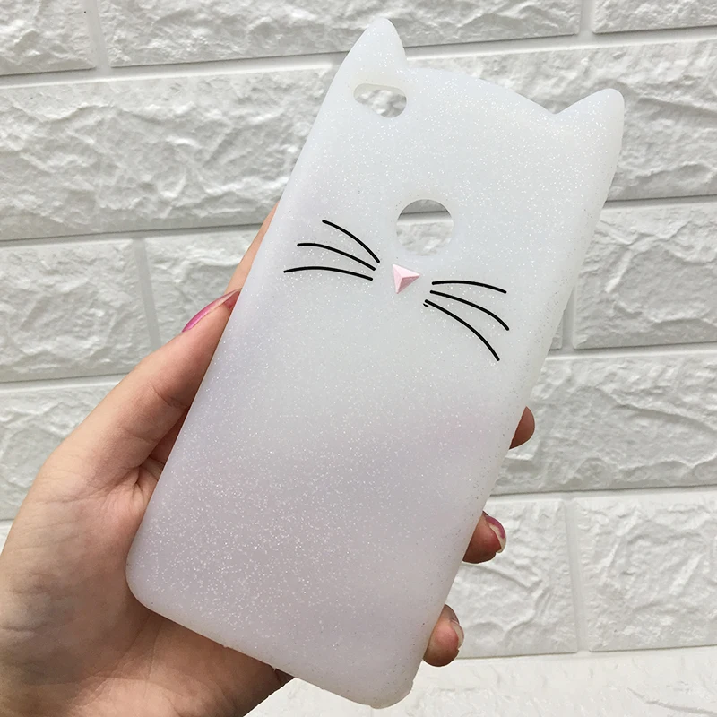 3D Cartoon Smile Cases Black Cat Ears Beard Soft Silicone Case For Huawei P9 P10 Plus p8 p9 Lite 2017 5.2 Rubber Cover cases |