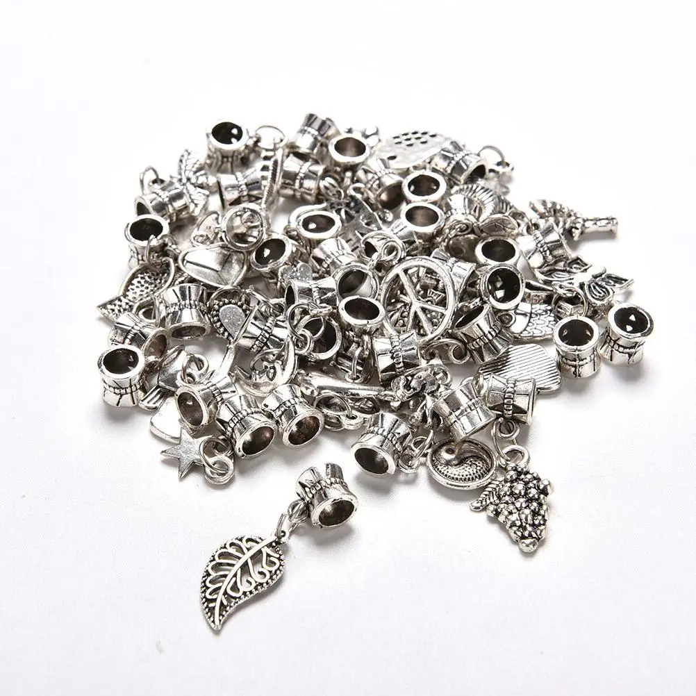 40pcs lots Wholesale Tibetan Silver Charm Fit Chaîne Européenne Bracelet Hot