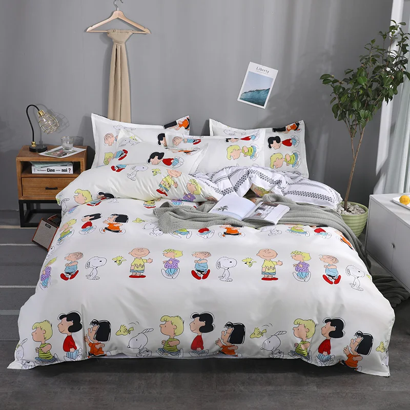 

Polyester Fabric Soft Bedding Sets 4Pcs Bed Linings Duvet Cover Bed Sheet Pillowcases Cover Set Comfortable King Queen Full Size