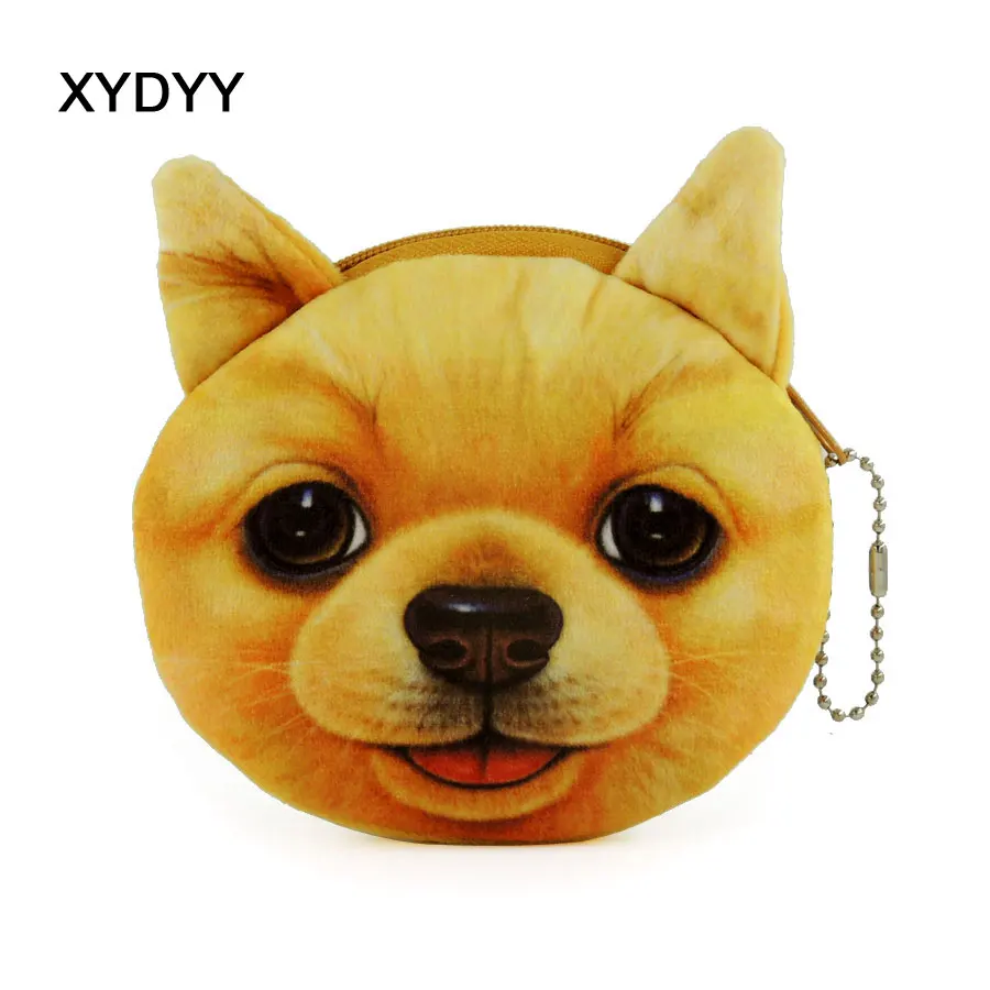 XYDYY Kawaii Dog Animal Prints Women Plush Coin Purse Portable Zipper