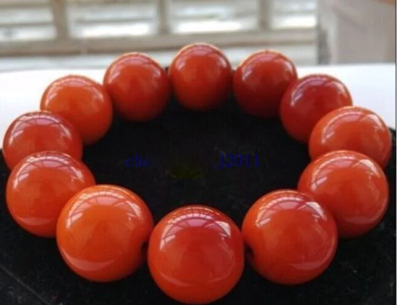 100% Beautiful Chinese Natural Handcraft Red Jade Bracelets 20MM 