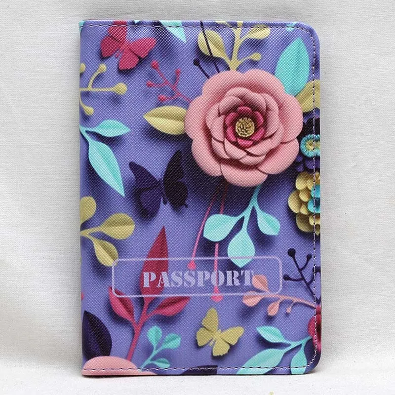 3D printing Nice Elegant Women Passport Holder Cover Russian Colorful Flowers Travel Cover on the Passport Girls Passport Case