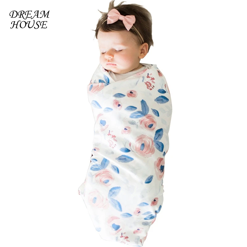 Baby Swaddle Blanket with Headband Newborn Swaddle Wraps Bathing Towels