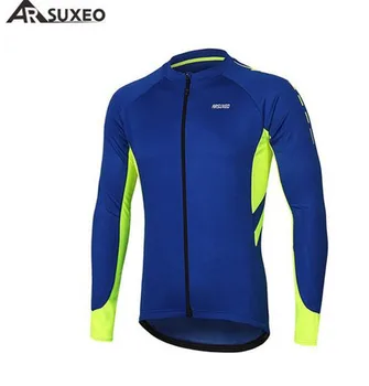 

ARSUXEO Men's Full Zipper MTB Mountain bike Jerseys Clothing Wear Cycling Jersey Bicycle Bike Shirt Long Sleeves