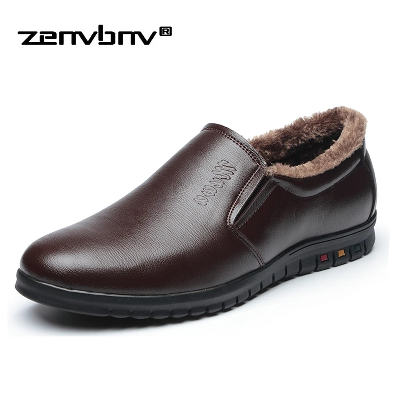 

2018 Men plush fur dress shoes wedding Working Office Pointed toe business leather Oxford shoes Winter Keep Warm snow boots