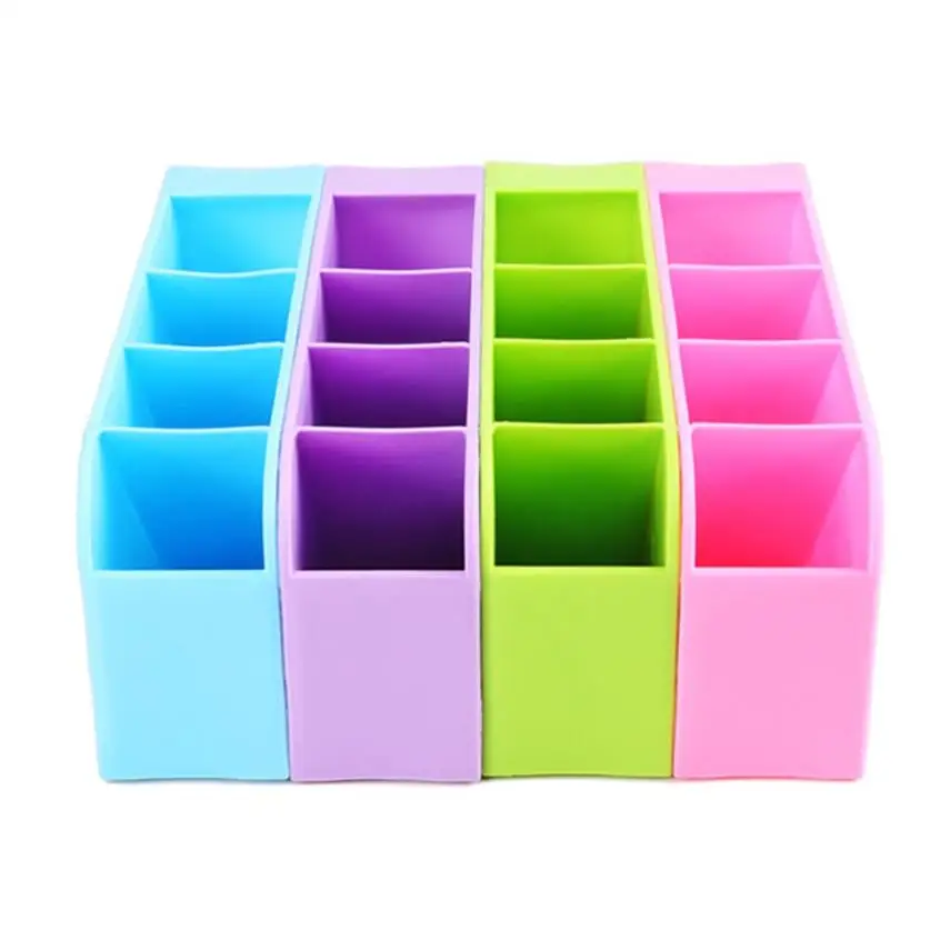 

New 4 slots Plastic Multifunctional Makeup Brush Organizer Make up pen Storage Box jewellery For Drawer Home Kitchen Storage