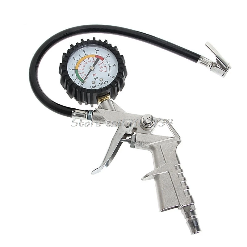 

Car Truck Air Tire Pressure Inflator Gauge Auto Motorcycle Pistol Flexible Hose S08 Drop ship