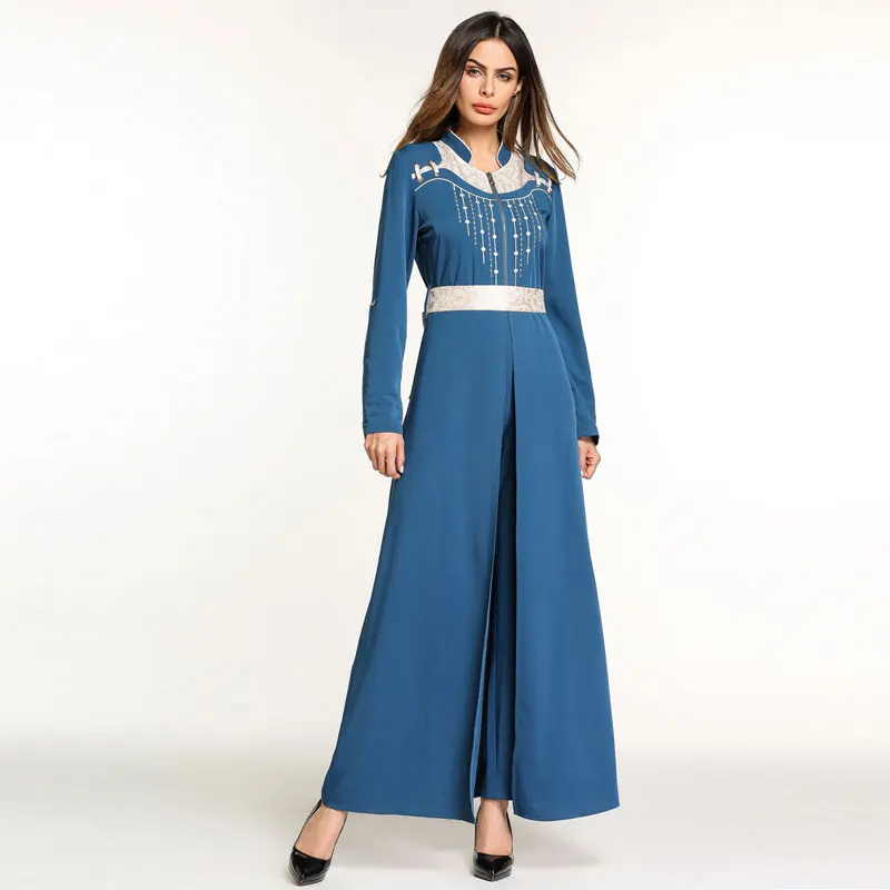 

Casual Muslim Dress Embroidery Full Abaya Long Robe Gowns Festival Jubah Ramadan Arabic Turkish Islamic Prayer Clothing VKDR1190