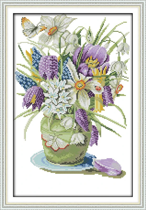 Vase (2) counted printed on fabric DMC 14CT 11CT Cross Stitch kits embroidery needlework Sets Home Decor | Дом и сад
