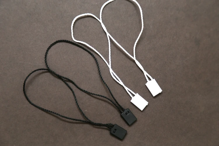 LGEGE 500 pcs 7.5inch Black Hang Tag Nylon String Snap Lock Pin Loop