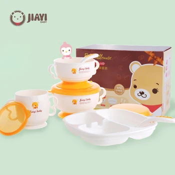 

6pcs Baby Infant Dinnerware Set Warm Insulation Bowls Spoon Fork Cup Nonslip Suction Cup Bowl Kids Baby Feeding Tableware