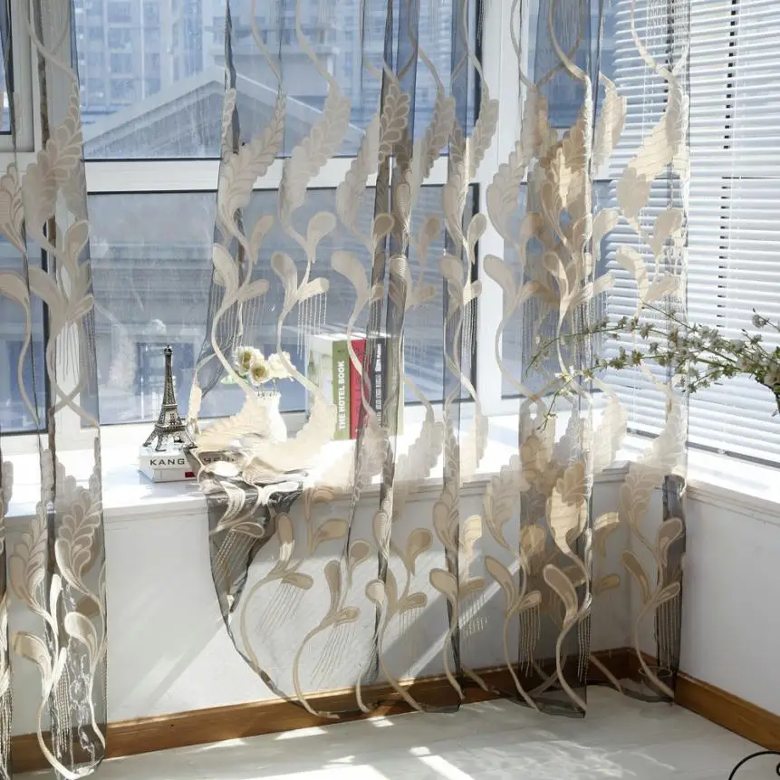 

Classic Luxury Wheat Sheer Home Curtain Tulle Window Treatment High quality Voile Drape Valance 1 Panel Fabric Comfortable a2