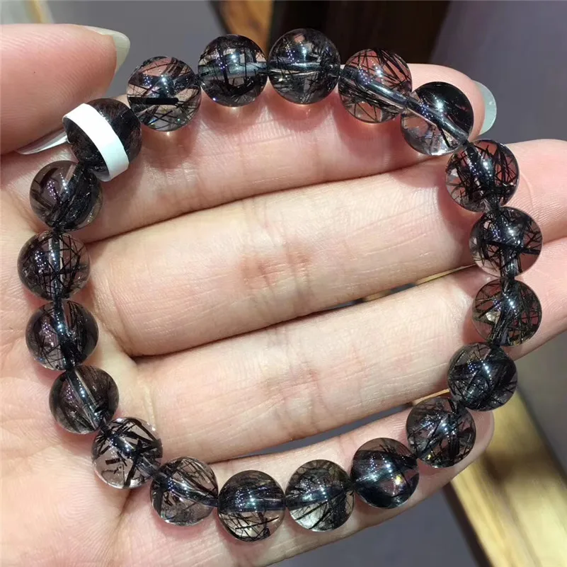 Natural Black Hair Rutilated Quartz Stone Bracelet  (4)