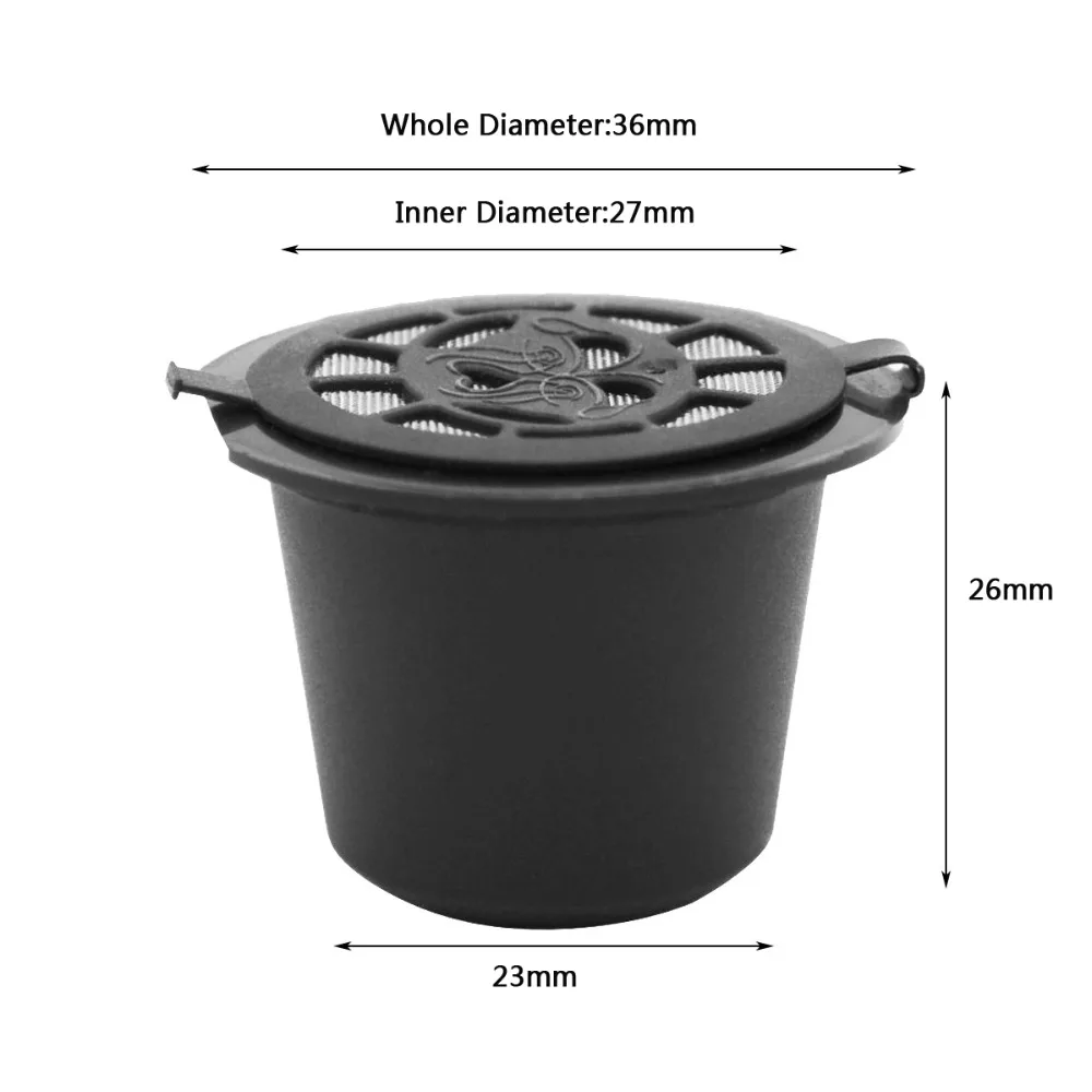 6 Pod 1 Tamper Reusable Nespresso Coffee Capsule Cup Black Refillable Coffee Capsule Nespresso Refilling Filter 3