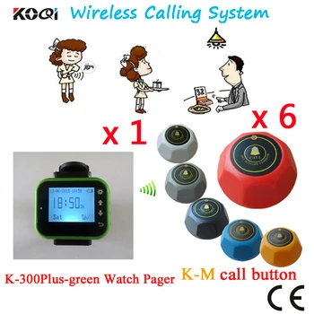 

Wireless Waiter Call System New Design With Great Price For Restaurant(1 watch+6 table call button)