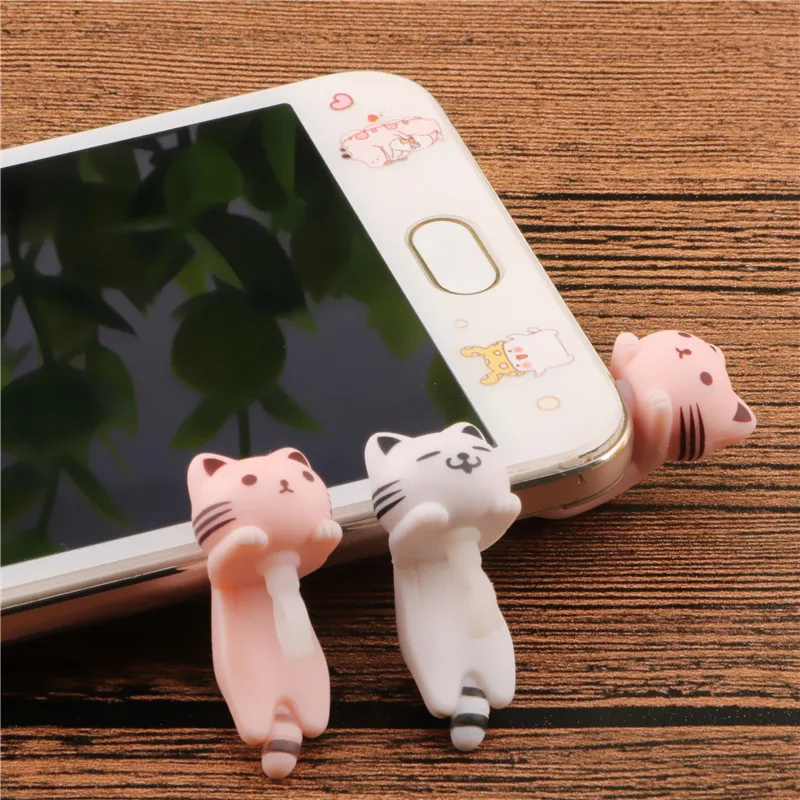 Kopen SIANCS Kat 3.5mm Mobiele Telefoon Koptelefoon Aansluiting Stof Plug Telefoon Accessoires Voor iPhone 6 Android Smart Telefoon Leuke Anti stof Plug