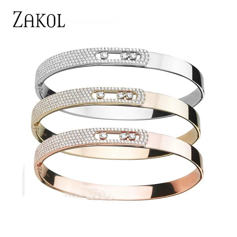 ZAKOL модный роскошный браслет для матери, белый кубический цирконий, свадебный браслет и браслет, энергетический браслет для женщин и мужчин FSBP2015