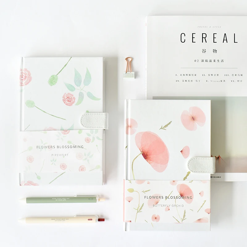 

Flowers Are Blooming Series Hardcover Book Snap Notepad Student Notebook 1PCS