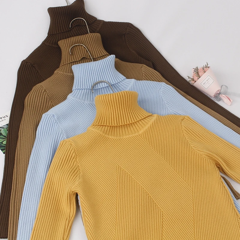 

BYGOUBY Thick Turtleneck Women Sweater Autmn Winter Warm Knitted Pullover And Sweater Rib Long Sleeves Female Jumper