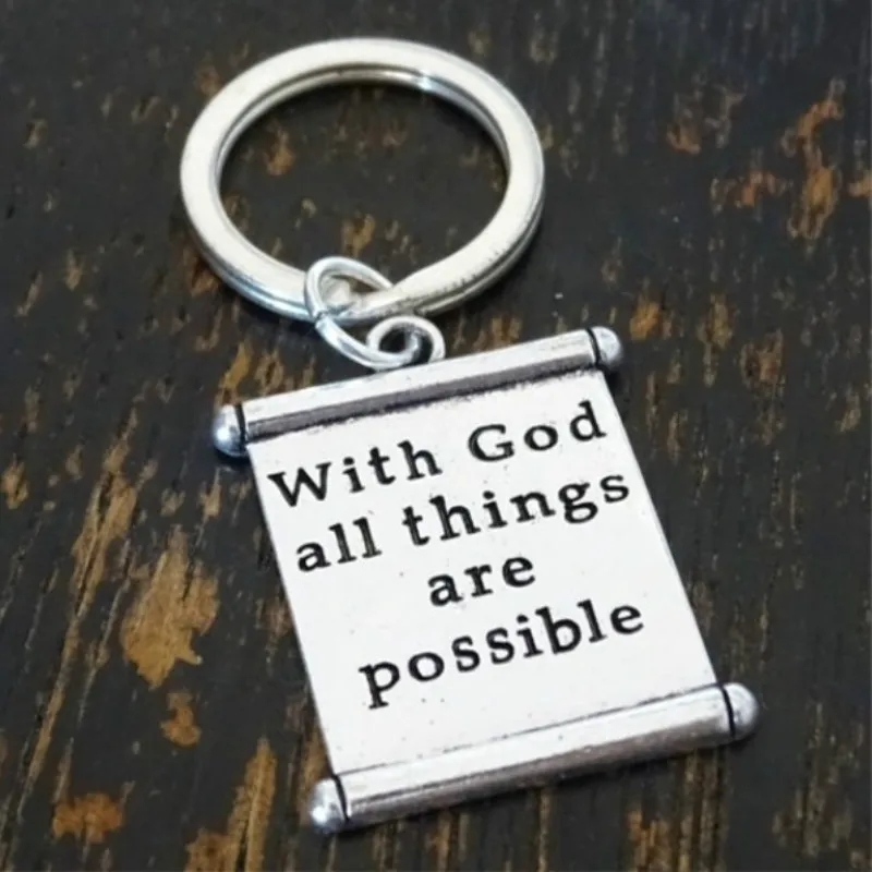 

With God All Things Are Possible Keychain, Custom Keychain, Custom Key Ring, Faith Keychain, Catholic Keychain, Bible Verse