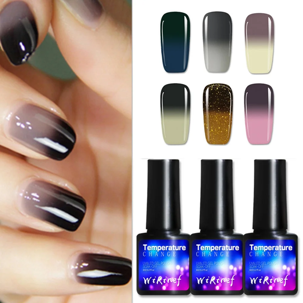 Nail Polish 8ml 3-layers Temperature Color Changing Nail Art Varnish DIY Manicure Supplies UV Gel Polish Glue Nail Art Varnish