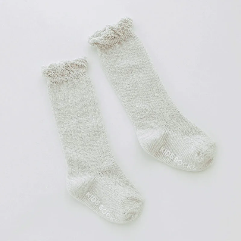 Весенне-осенние хлопковые носки для малышей кружевные носки для маленьких девочек гольфы для новорожденных девочек кальцитовые носки meia infantil - Цвет: summer new gray