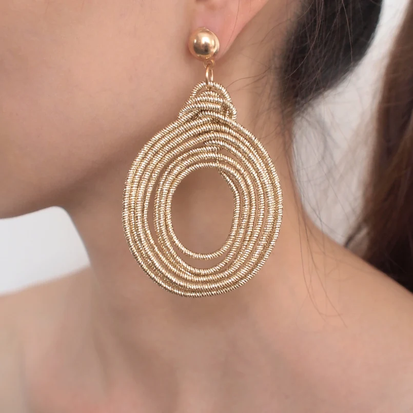 

MANILAI Bohemian Alloy Spiral Statement Earrings Women Vintage Multilayer Round Metal Dangle Earrings Fashion Jewelry