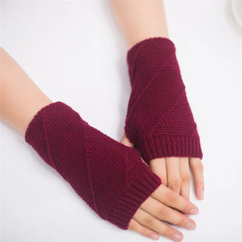  Women Girl Knitted Arm Fingerless Warm Winter Gloves Soft Warm Mitten Hand Gloves guantes eldiven handschoenen 40FE1412