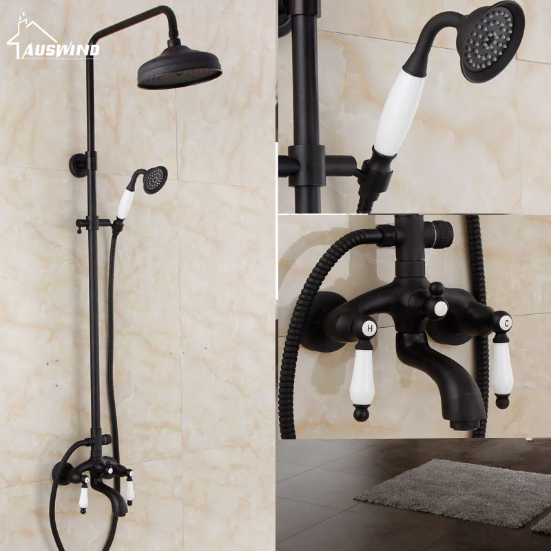 European Brass Shower Nozzle Antique Black Shower Set