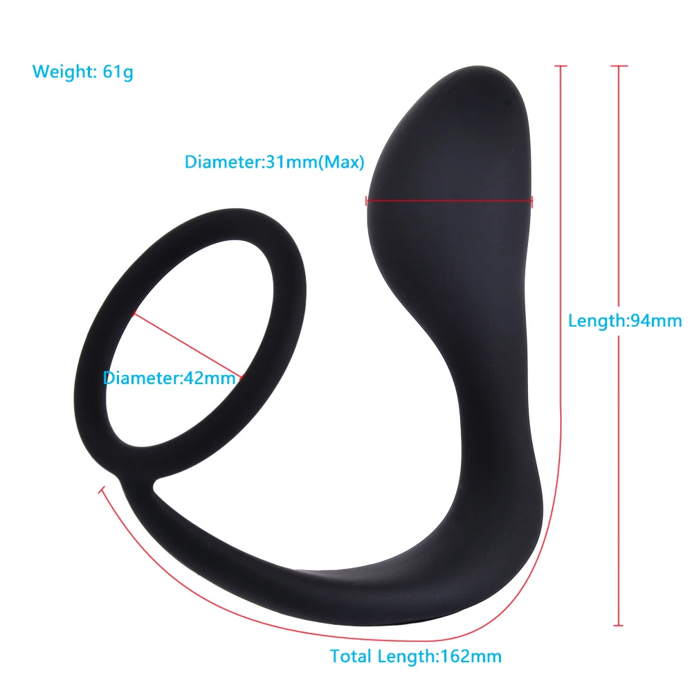 Male G Spot Prostate Massager Anal Butt Plug Delay Ejaculation Penis Ring Silicone Masturbation Sex Toys for Men Gay Couple
