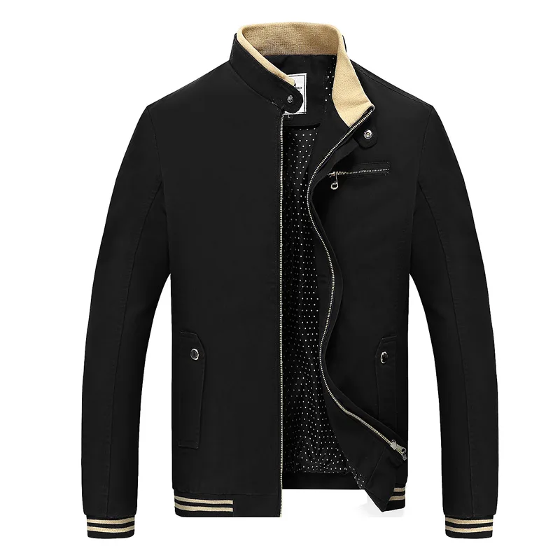 Jacket New Spring and Autumn Men's Casual Jacket Solid Color Men's Brand Clothing Men's Stand Collar 100% Washed Cotton Jacket