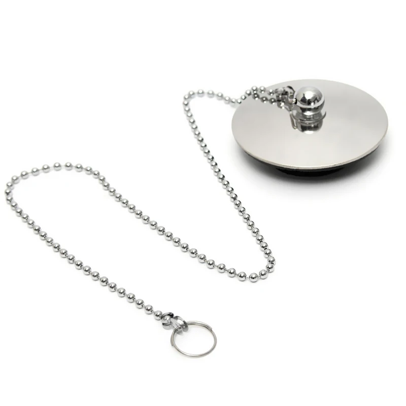 Chrome Plated Drain Plug Stopper With Chain For Kitchen Bathroom Bath