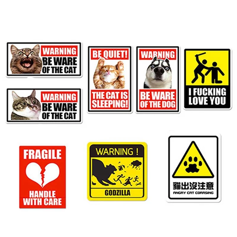 15 милые животные предупреждающие знаки предупреждение линия чемодан наклейки прилив бренд Водонепроницаемая камера наклейки ноутбук
