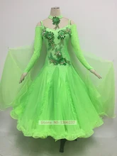 Women Ballroom Competition Dance Dresses New Sparkle Green Modern Tango Waltz Dancing Skirt Lady’s Standard Ballroom Dress