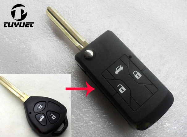 3 Buttons Toyota Camry Reiz  Modified Flip Replace Key Case  (17)-1