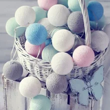 Хлопковый шар, светодиодный светильник, 20 светодиодов, праздничный светильник s, розовая девочка, 6 см, Сказочная гирлянда, рождественское, свадебное украшение