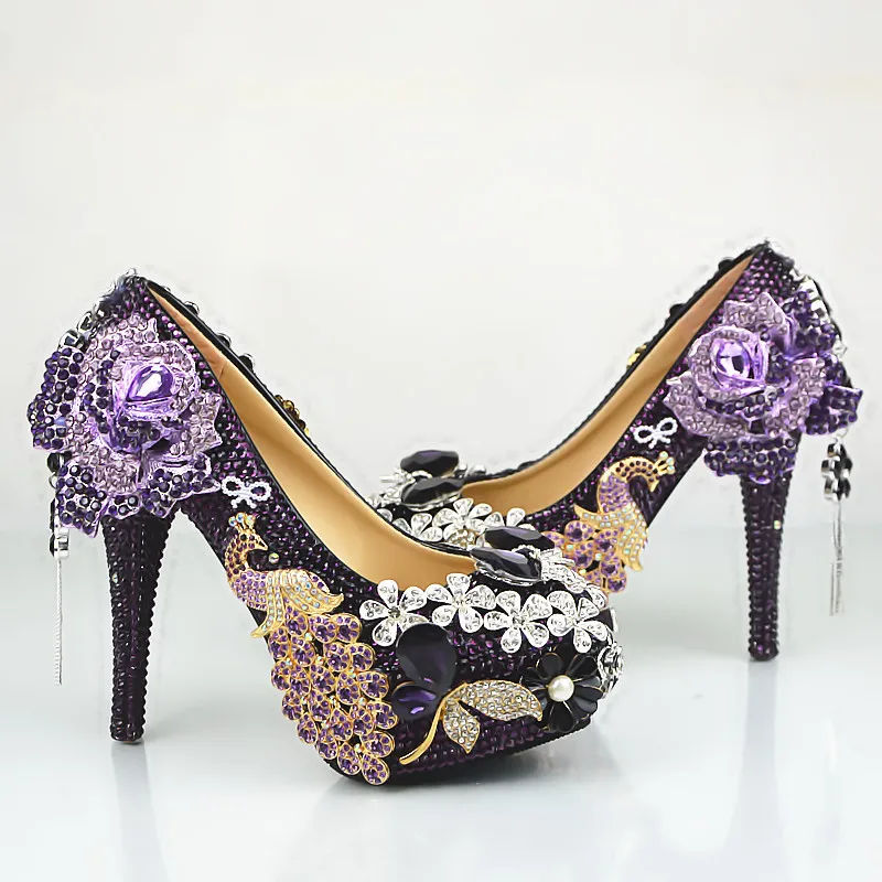 Sposa Tacchi Viola Delle Fiori Data Da Lusso Di Alta Nozze Scarpe Donna Donne Phoenix Notte A0qf86w