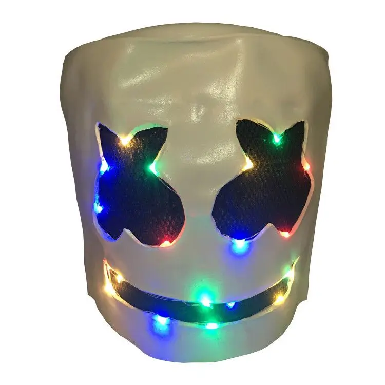 

Colourful LED Lights DJ Marshmello Mask Full Face Cosplay Costume Carnaval Halloween Prop Latex Masks Headdress Accessories