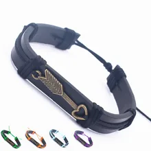 Новое поступление Многослойные стрела купидона Шарм Кожаный браслет винтажные бронзовые браслеты с элементами в виде стрел для мужчин женщин подарок влюбленных