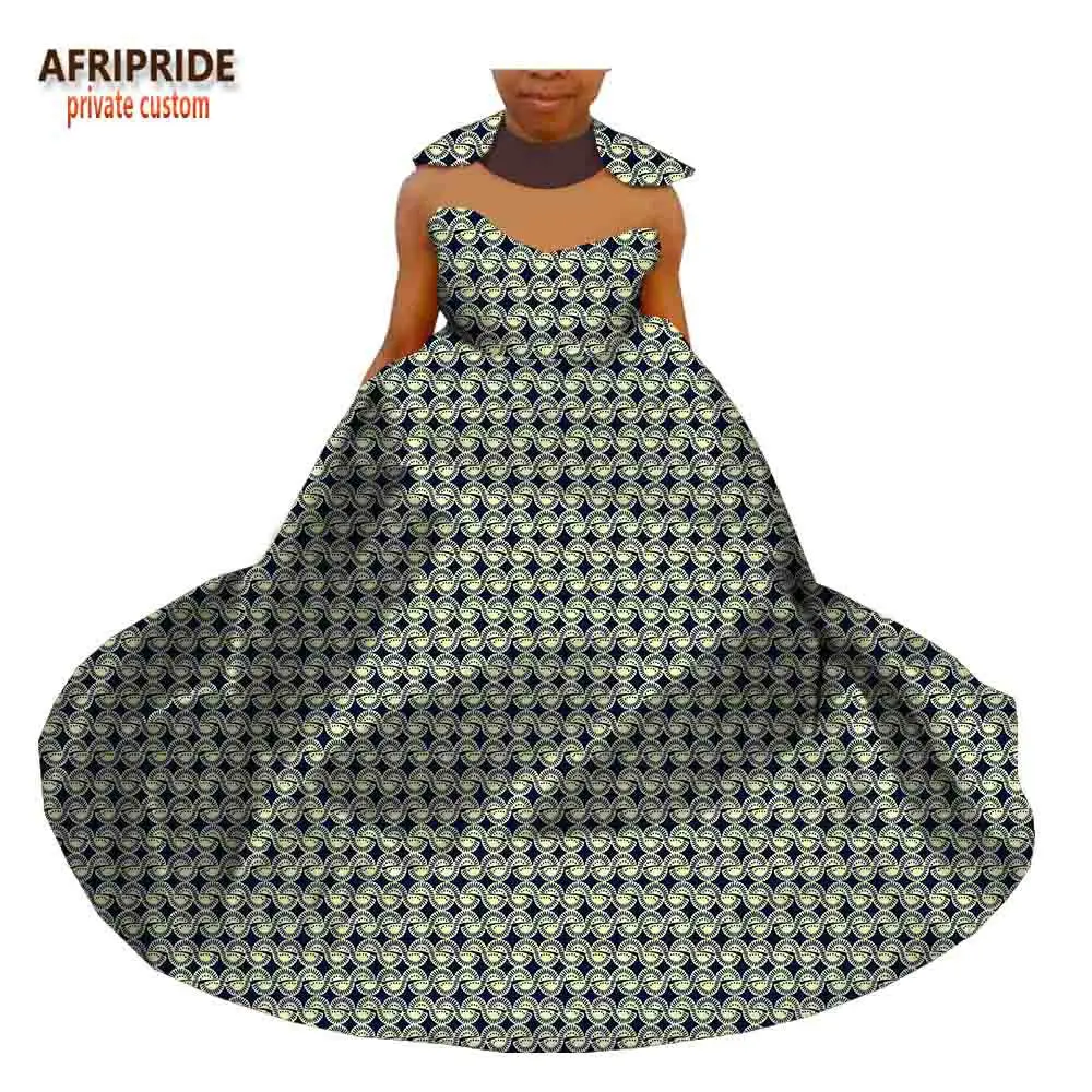 Г., весенне-осеннее платье для девочек, AFRIPRIDE, длинное платье для девочек без бретелек, хлопковое праздничное платье с украшением на шее, A184002 - Цвет: 165AJ