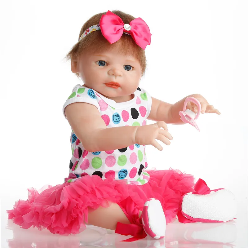 

SanyDoll 22 inch 57 cm Silicone reborn dolls, lifelike doll reborn Beautiful princess dress lovely doll
