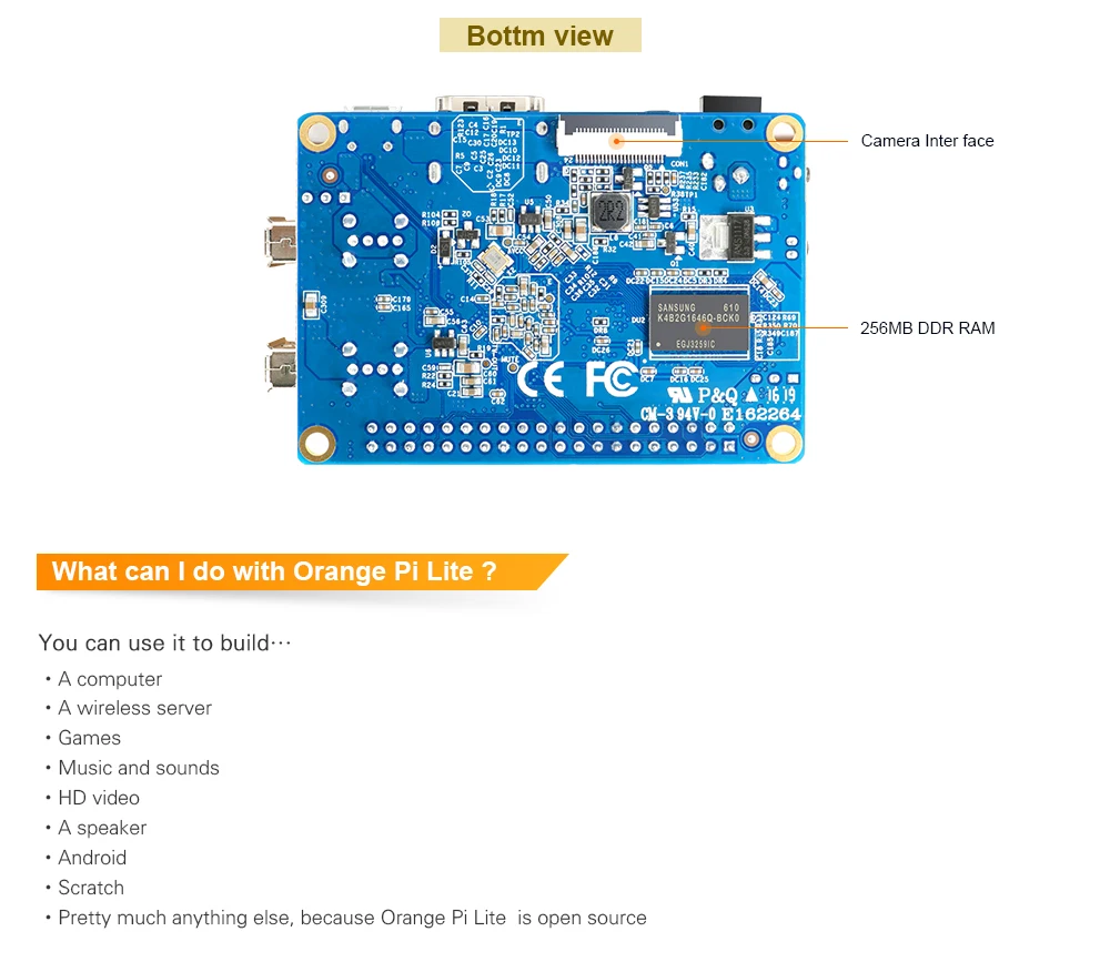 Оранжевый Pi Lite SET2: OPi Lite 512MB+ прозрачный ABS Caes Поддержка Android, Ubuntu, Debian