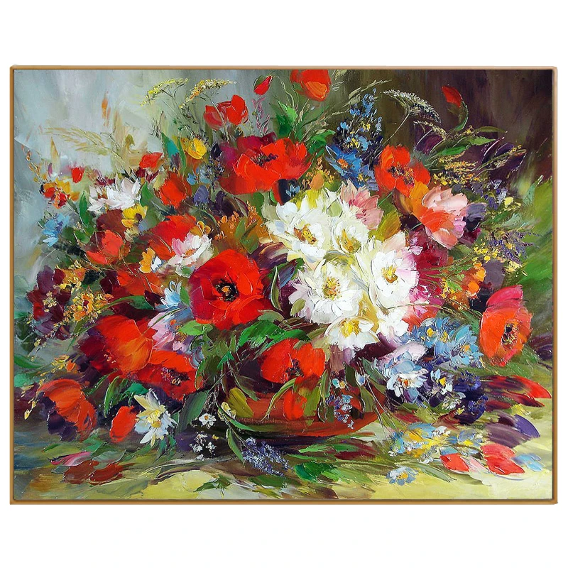 PHKV Beautiful Red Flower Framed Picture Painting By Numbers DIY